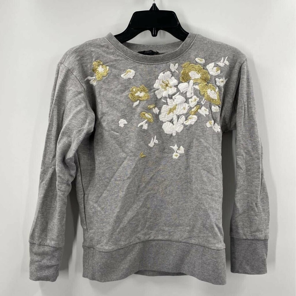 J.crew Pullover Sweatshirt Floral Embroidered